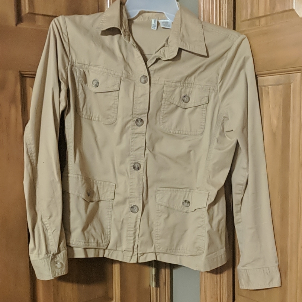 Women's St. John's Bay Stretch L Jacket Khaki EUC